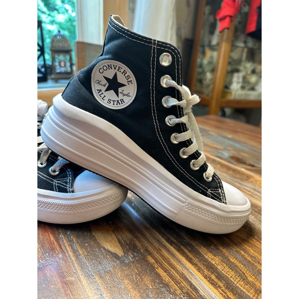 Converse Chuck Taylor All Star Move Platform High Top Black White 568497C Sz 7